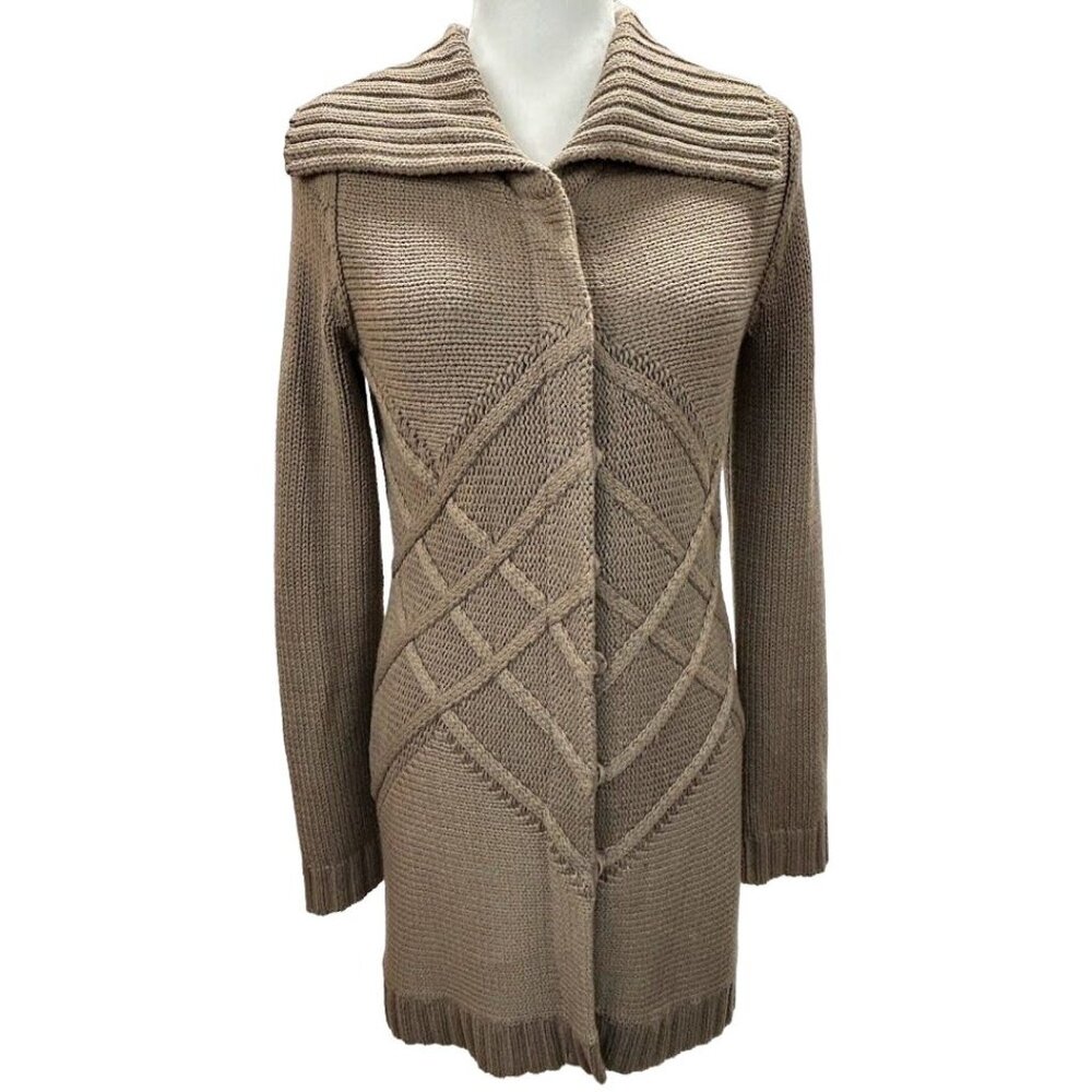 Liz & Co. Brown Knit Long Cardigan Sweater Size S